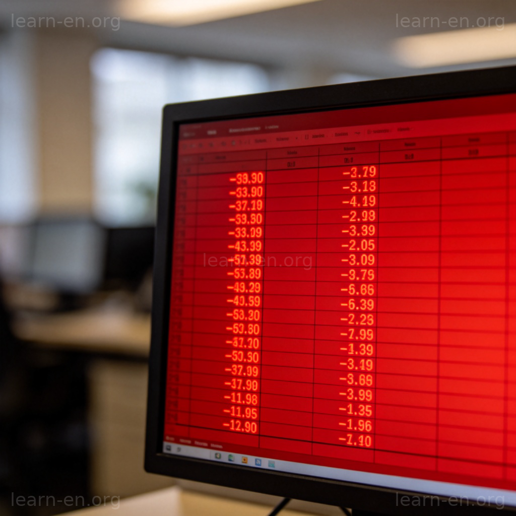 red 赤字含义图解：财务报表上的红色负数高亮显示