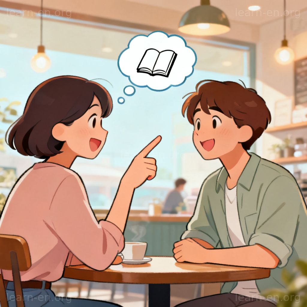 refer 含义图解：两人交谈中提及某事的场景