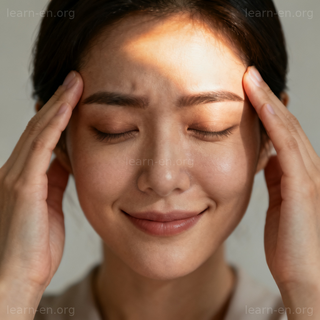 relieve 缓解含义图解：人物从痛苦到放松的表情变化