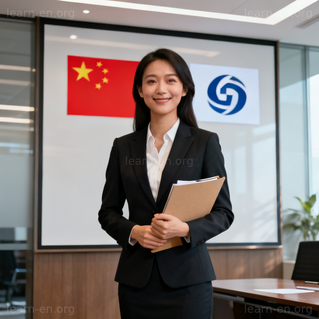 represent 代表含义图解：商务女性代表公司与国家