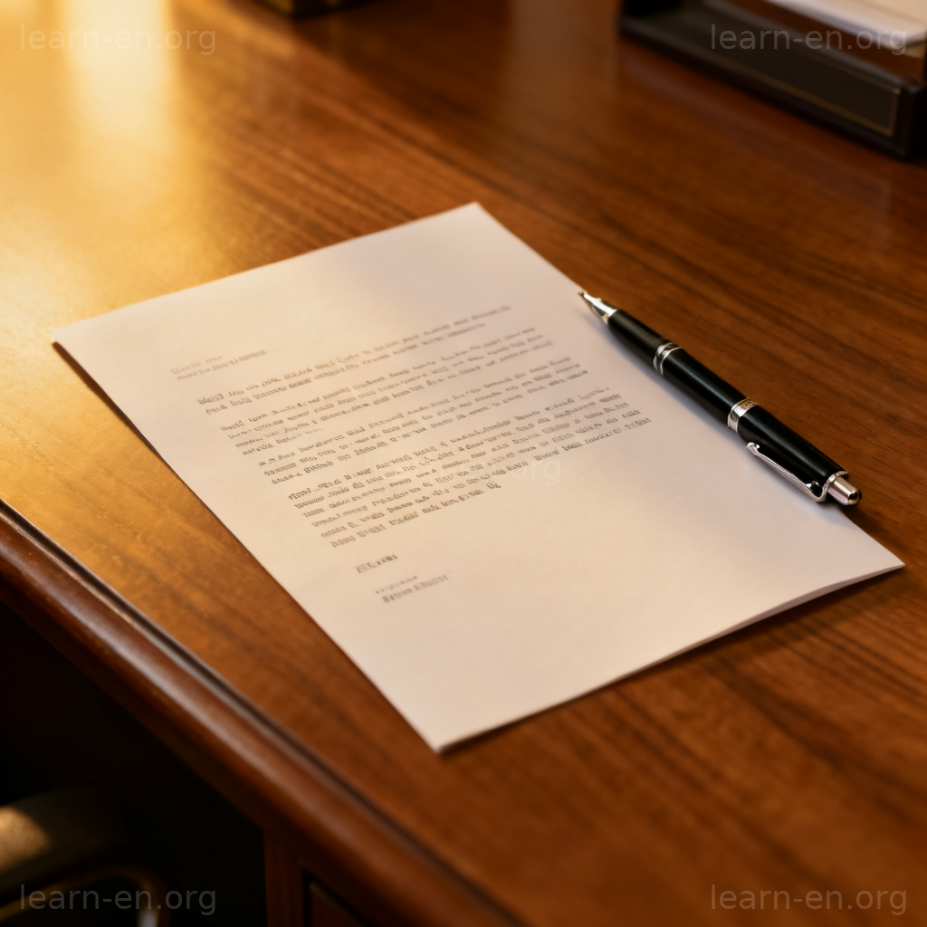 resignation letter 辞职信图解：置于经理办公桌上的正式离职文件