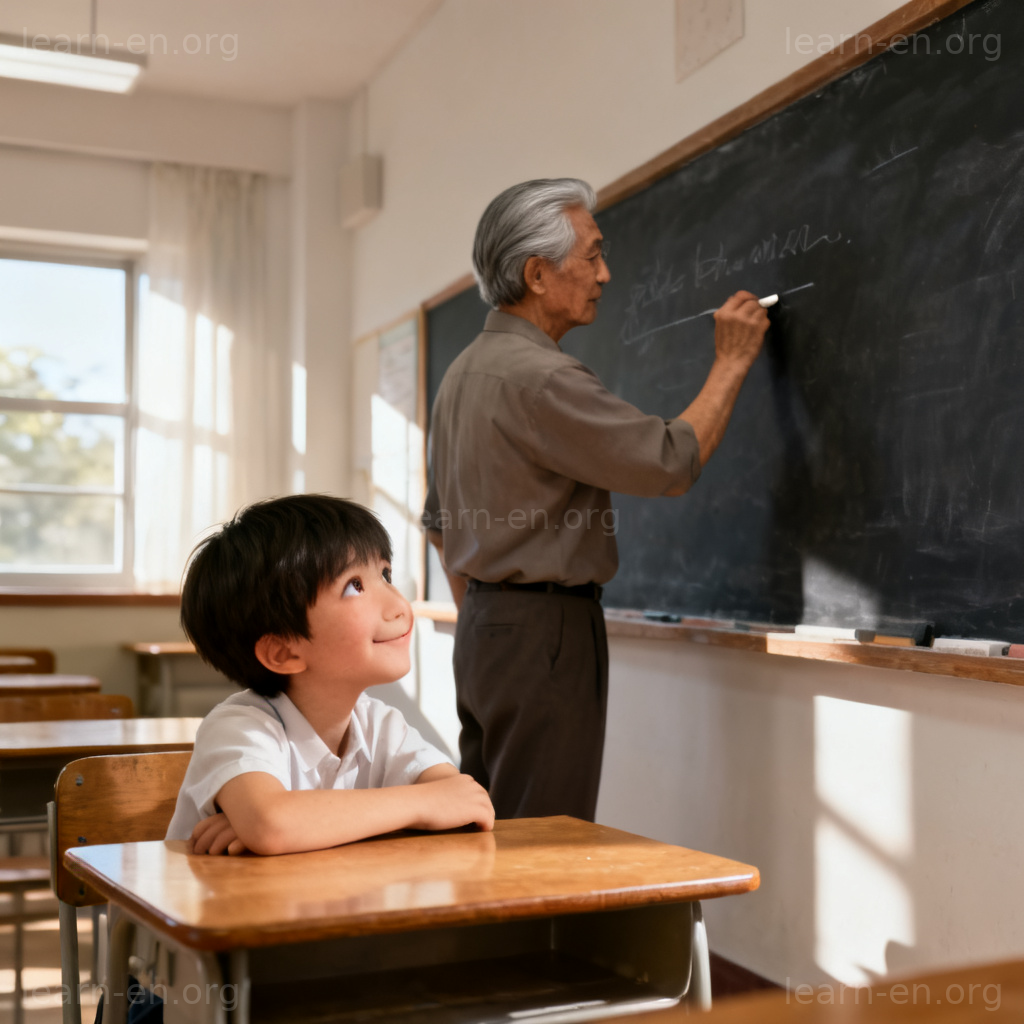 respect 尊敬含义图解：学生专注聆听老师讲课