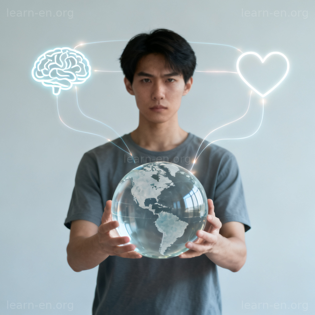 responsibility 责任图解：人物托举地球，象征思考与担当
