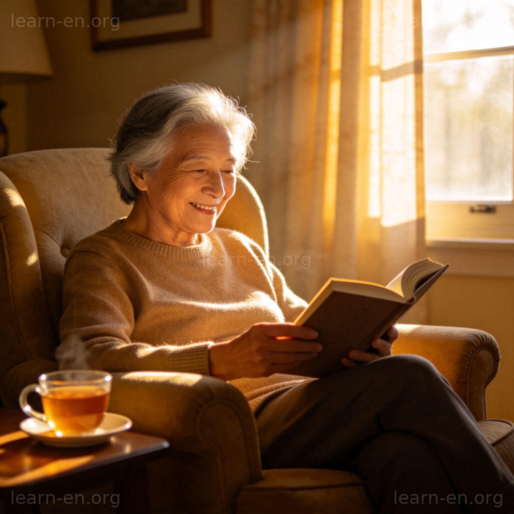 retirement 退休场景图解：老人在家安享阅读时光