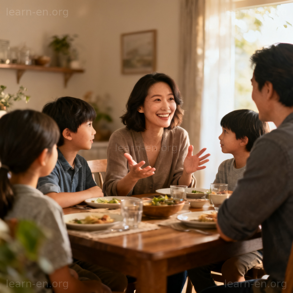 revolve 围绕含义场景：家庭话题围绕中心人物图解