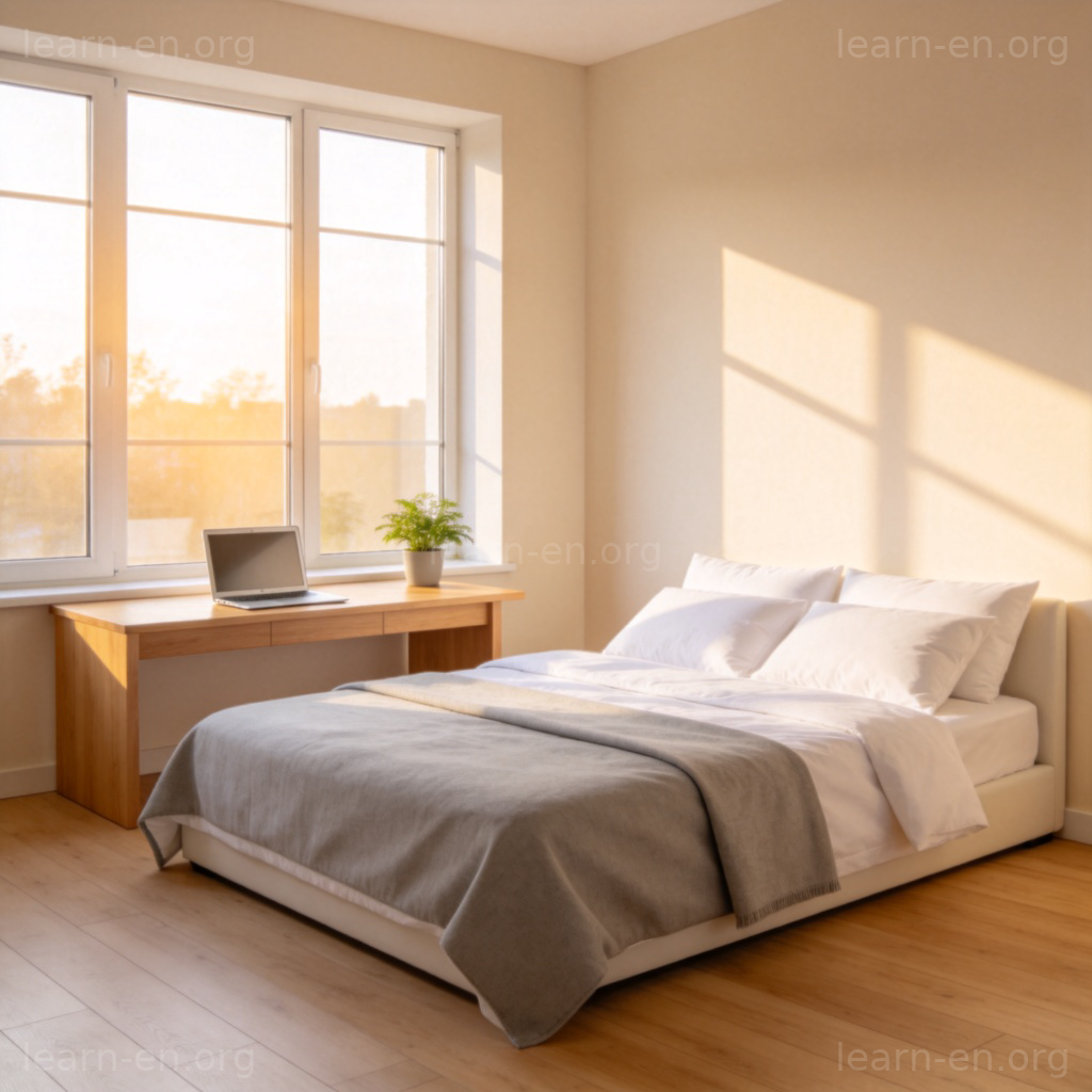 room 房间含义图解：明亮整洁的现代卧室场景