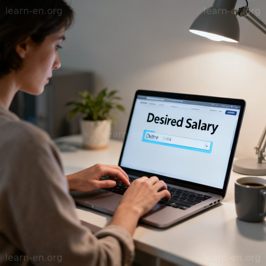 salary expectation 图解：求职者在电脑上填写期望薪资