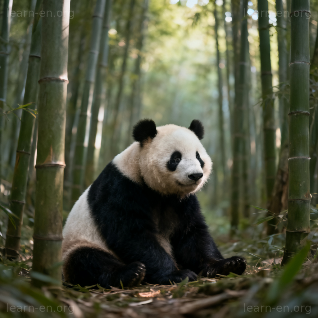 scarce 稀少含义图解：竹林中的孤独大熊猫