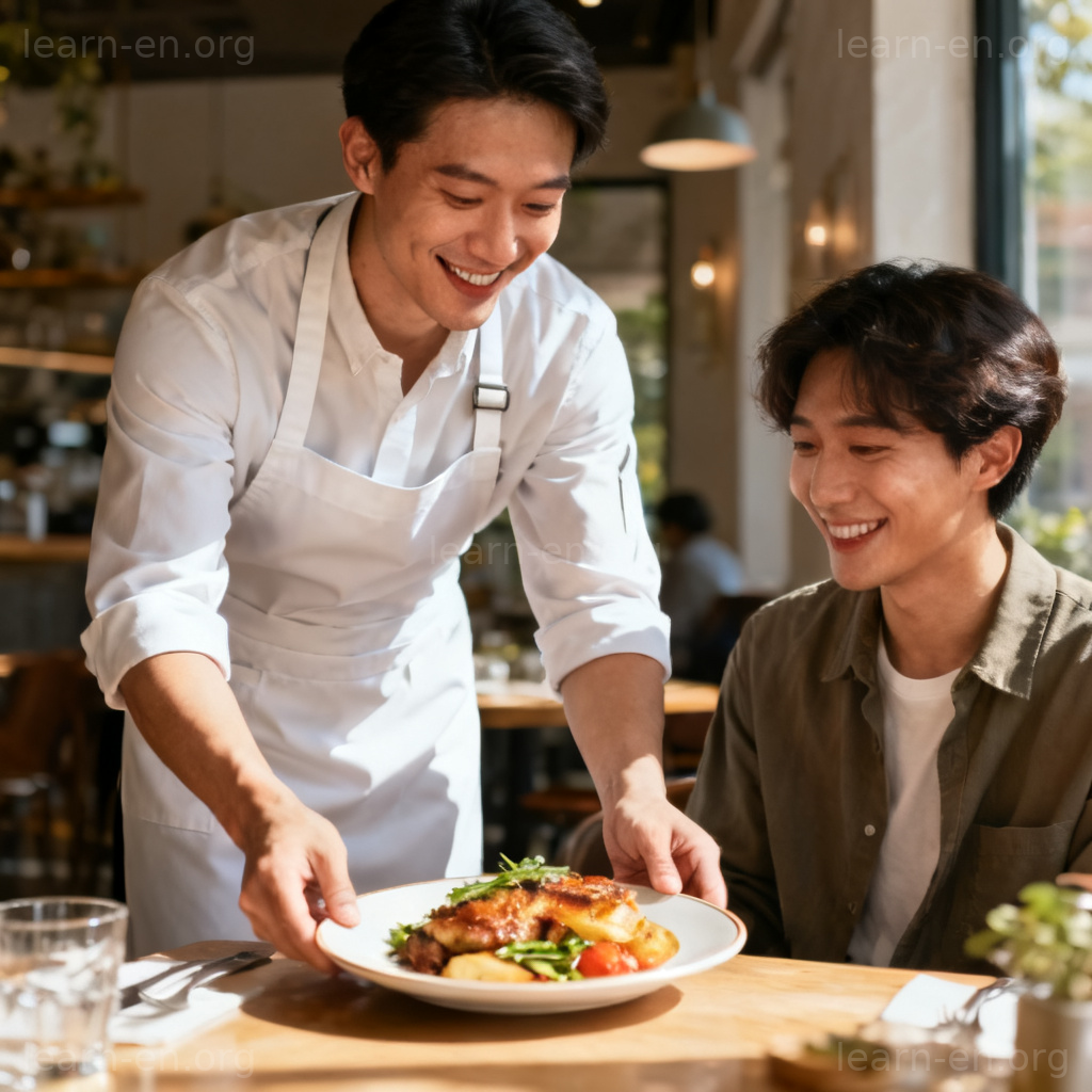 service 含义图解：餐厅服务员提供餐饮服务场景
