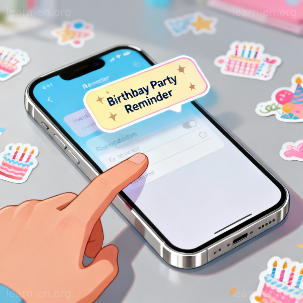 set a reminder 图解：在手机上为生日派对设置提醒的场景