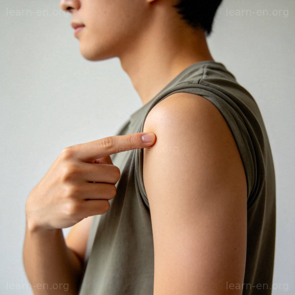 shoulder 肩膀部位图解：人体侧视图指向肩关节
