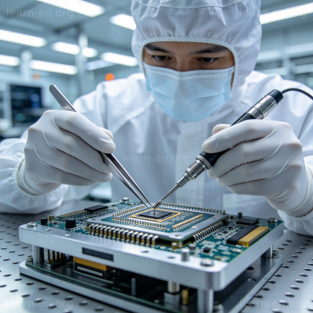 skill 技术图解：工程师在无尘室组装精密电路板