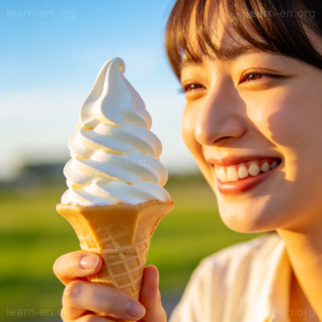 Soft Serve 软冰淇淋图解：夏日手持螺旋状甜筒的场景