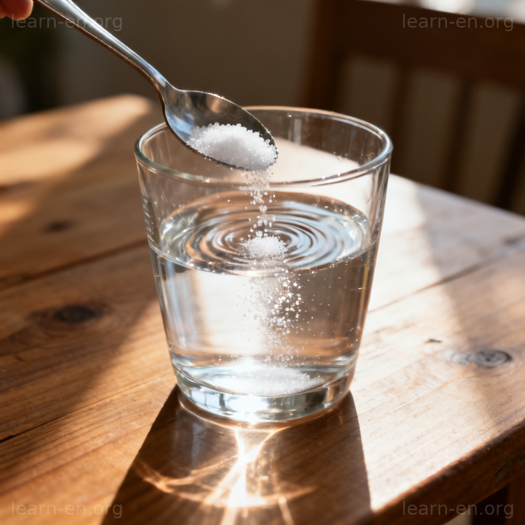 solution 溶液图解：盐在水中溶解形成溶液的微观过程