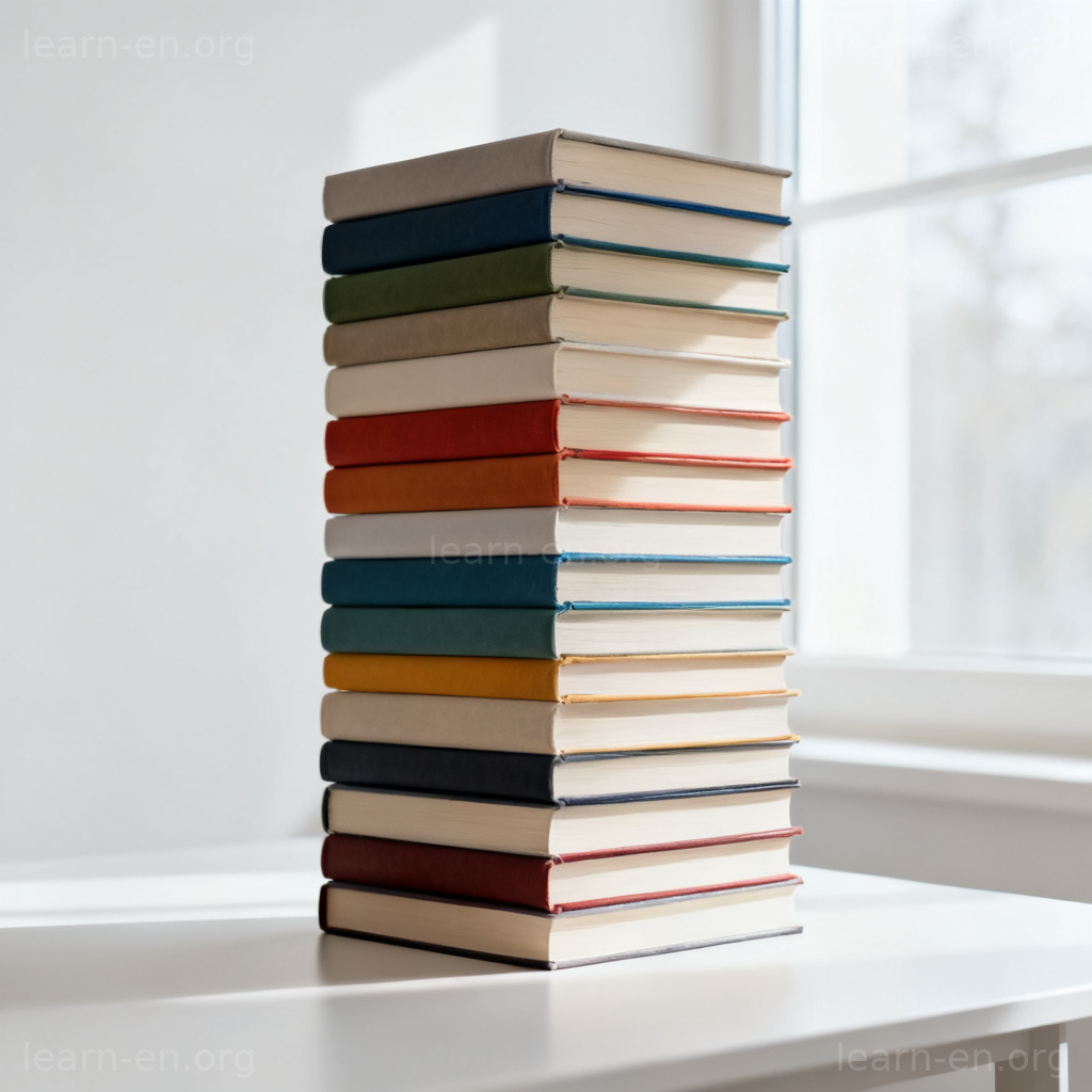 stack 名词图解：不同颜色精装书整齐堆叠