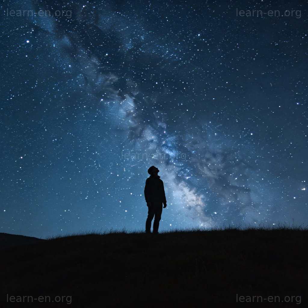 star含义图解：夜空中闪烁的星星与仰望的人