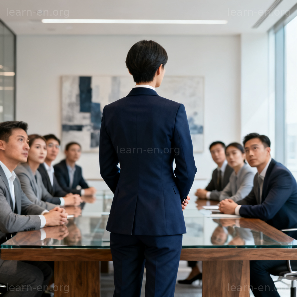 status图解：会议室中领导者的权威地位场景