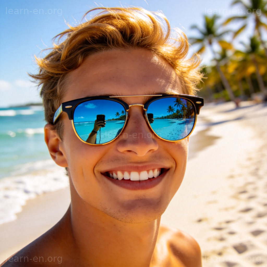 sunglasses 太阳镜图解：海滩阳光下的时尚墨镜