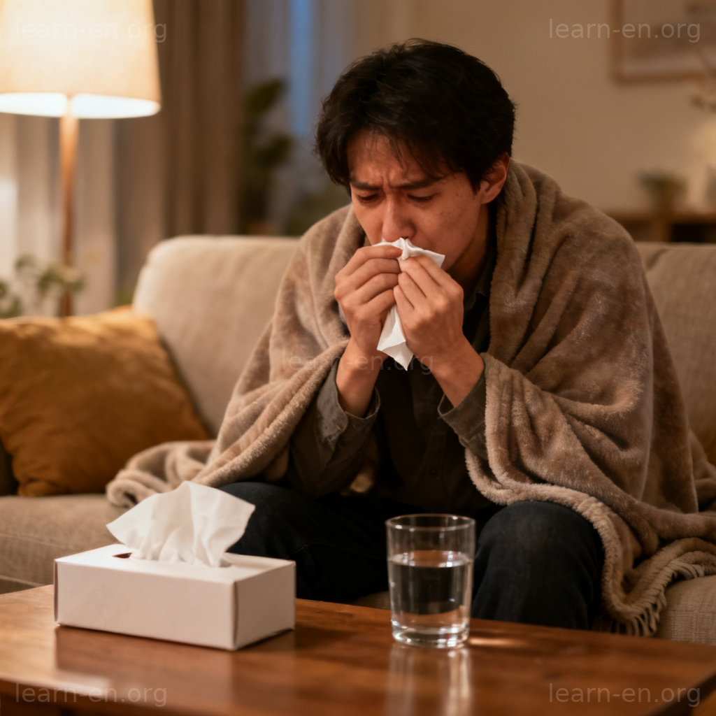 susceptible 场景图解：感冒易感者打喷嚏照顾自己