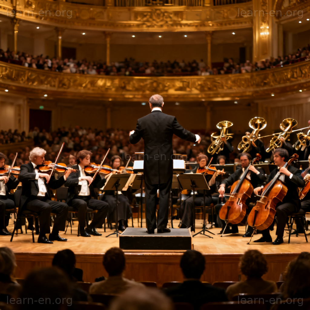 symphony 交响乐图解：指挥家与管弦乐团在音乐厅演奏