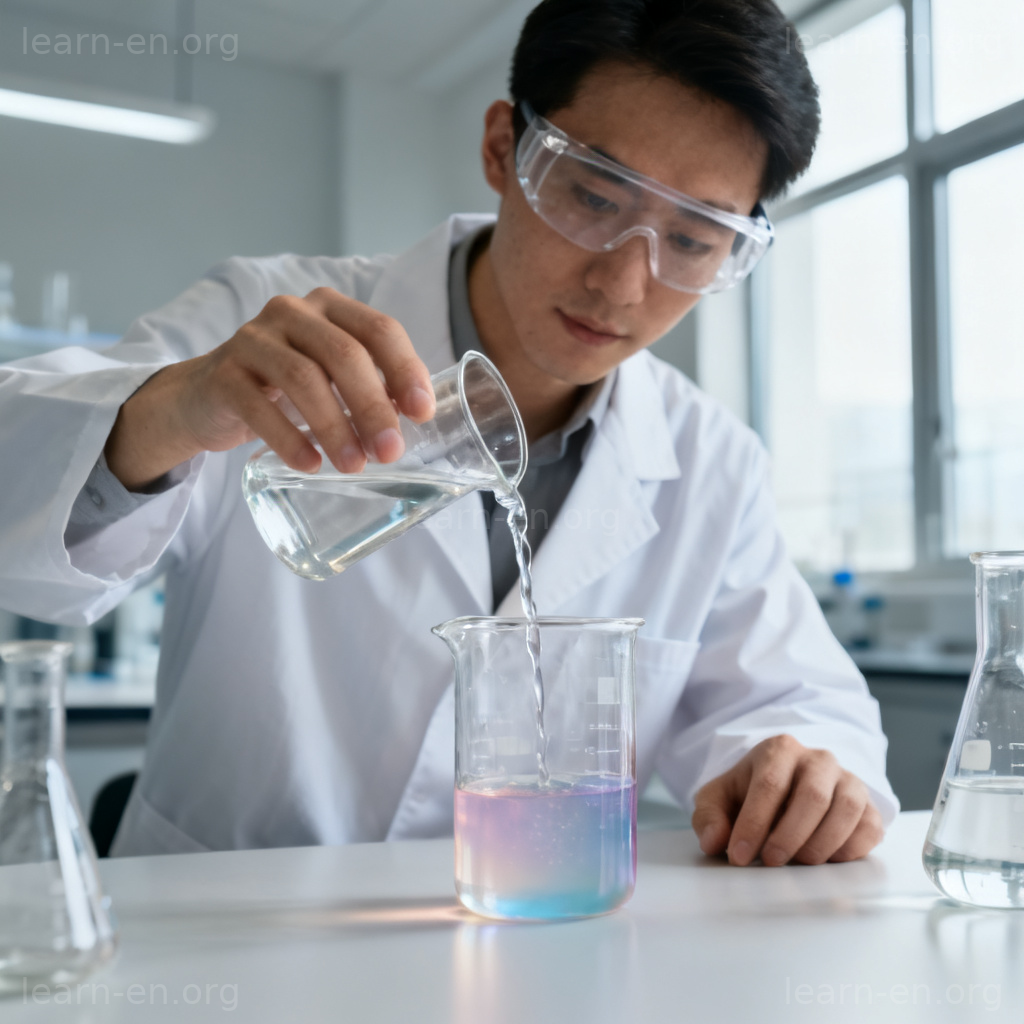 synthesis 合成含义图解：科学家在实验室进行化学合成