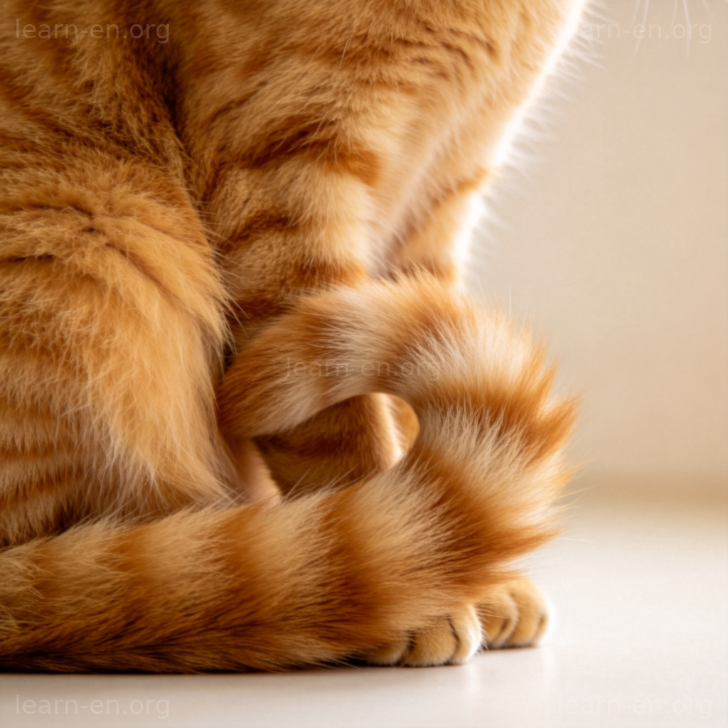 tail 含义图解：橘猫的尾巴特写，展示动物尾巴