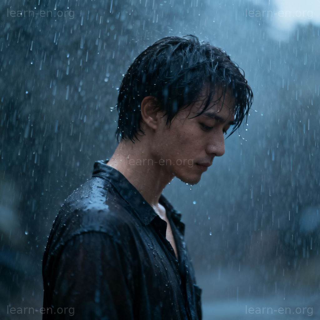take it 忍受含义图解：雨中坦然接受困境的人