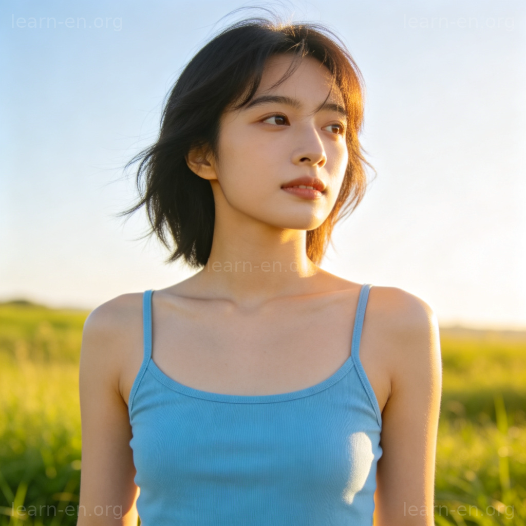 Tank Top 背心图解：夏日穿着蓝色无袖上衣的舒适场景