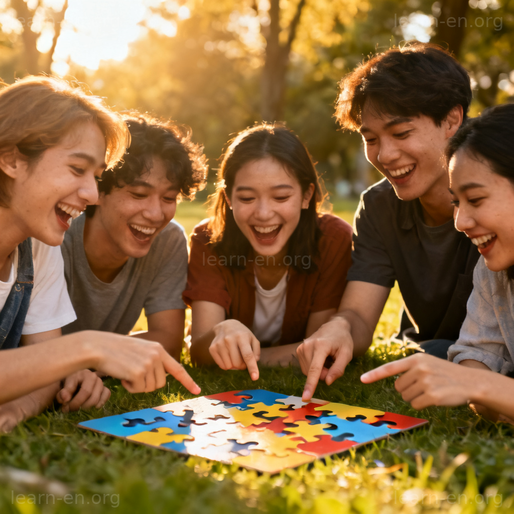 team building 团队建设图解：一群人在户外协作解谜