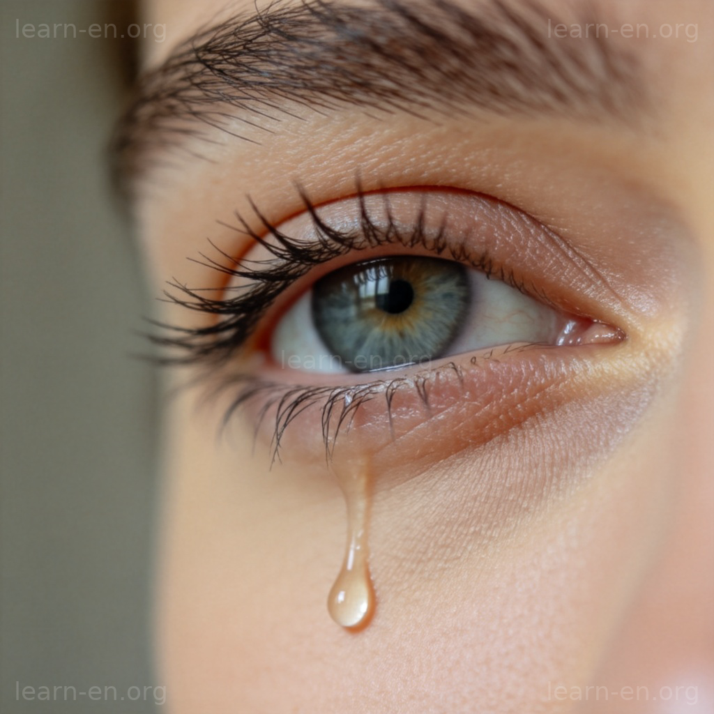 tear 眼泪含义图解：眼角滑落的晶莹泪滴特写
