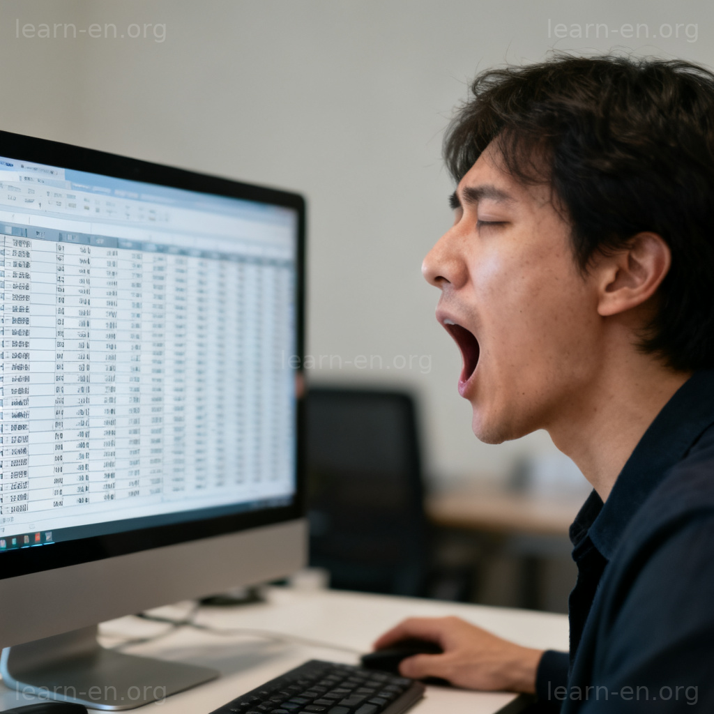 tedious 图解：面对枯燥数据表格打哈欠的办公场景
