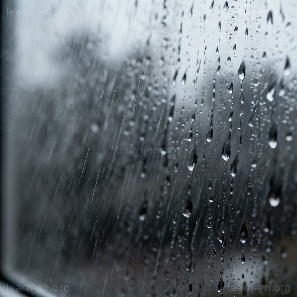 teem 含义图解：暴雨倾盆而下的窗户场景