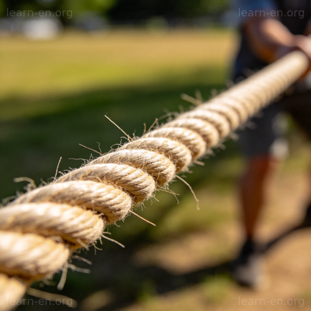 tension 物理绷紧图解：拔河绳子拉紧特写
