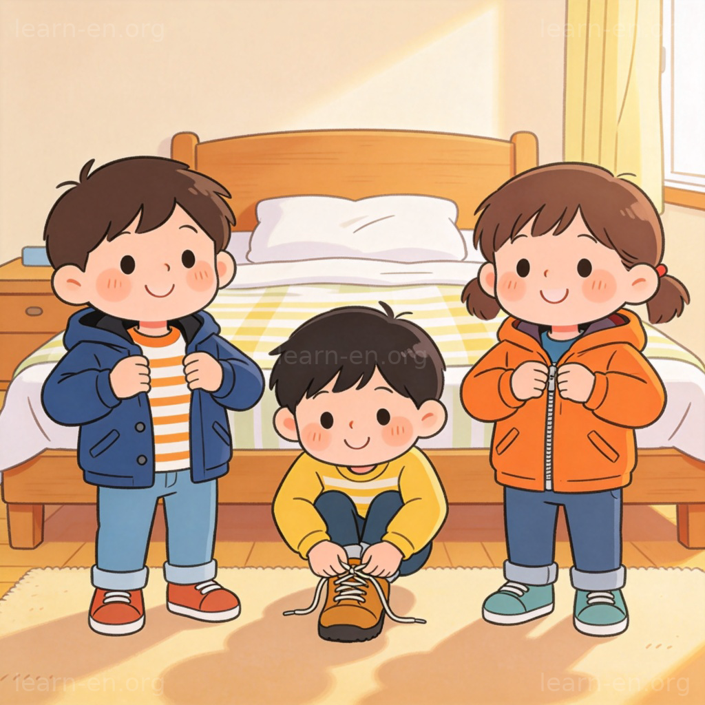 themselves 反身用法图解：孩子们自己穿衣服