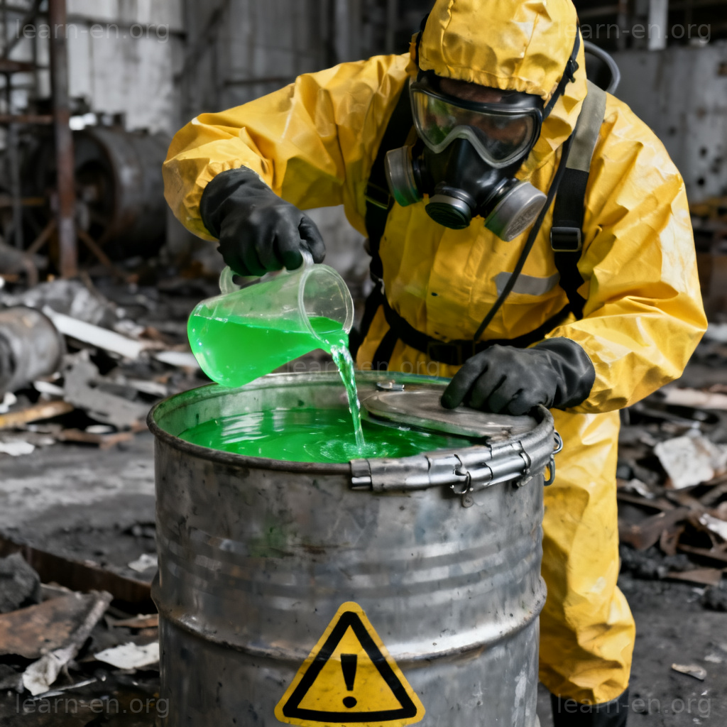 toxic有毒物质图解：防护服处理危险化学品场景
