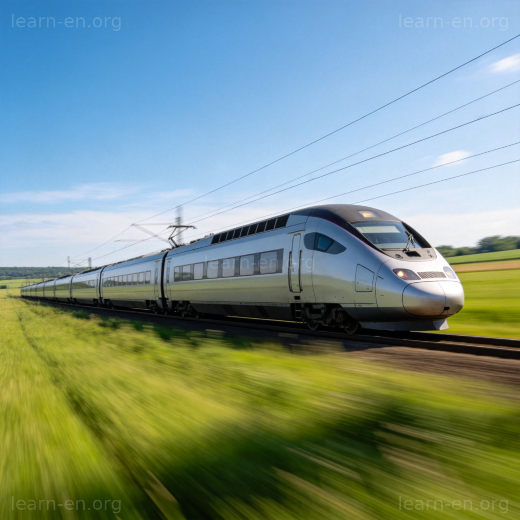 train 火车含义图解：高速列车在田野飞驰