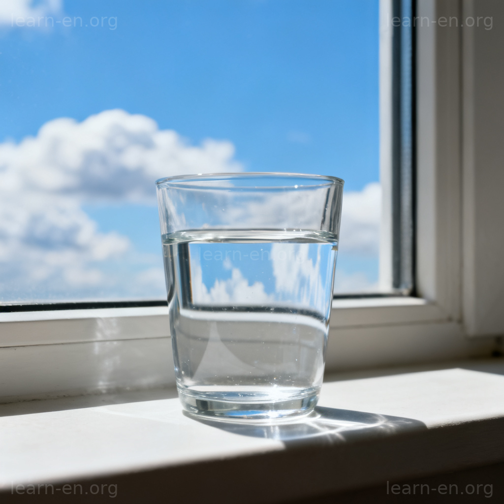 transparent 透明含义图解：装满水的玻璃杯清晰透光