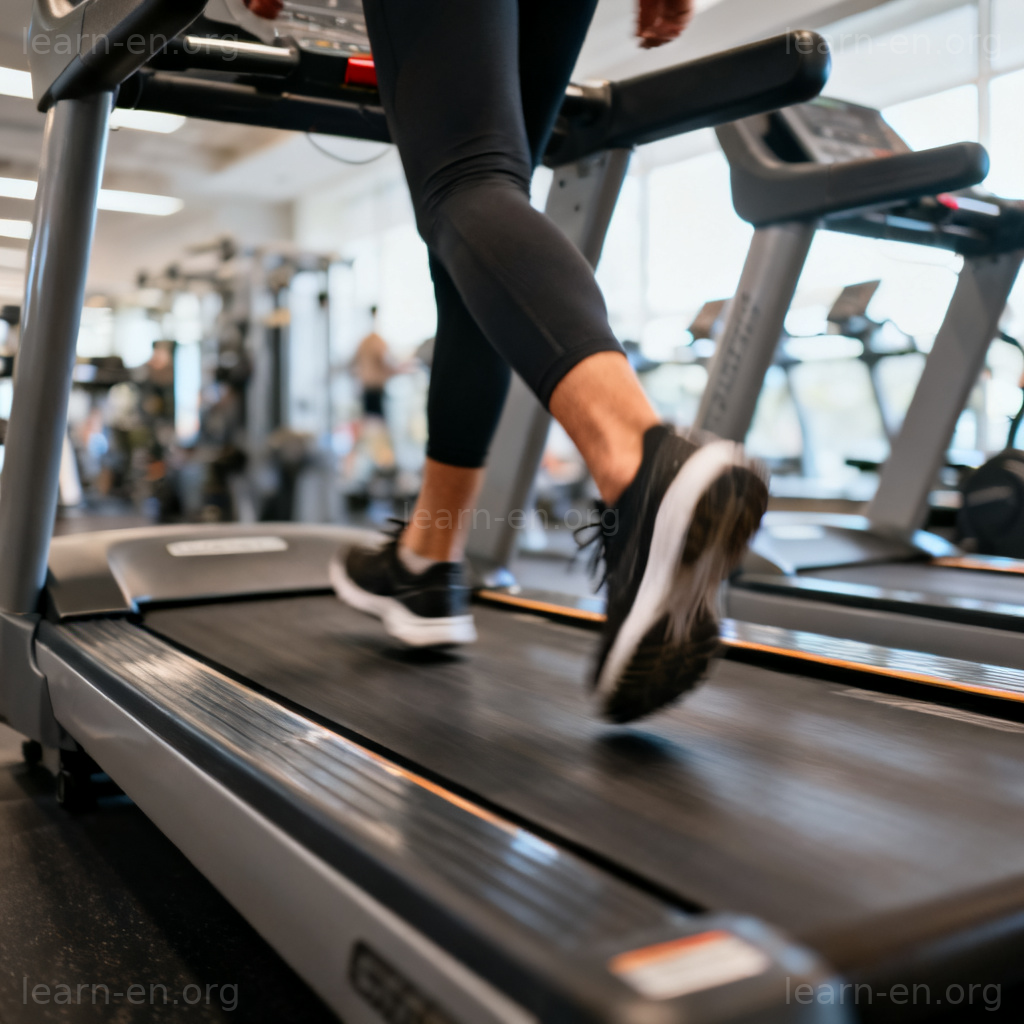 treadmill 跑步机场景图解：健身房中人在跑步机上运动