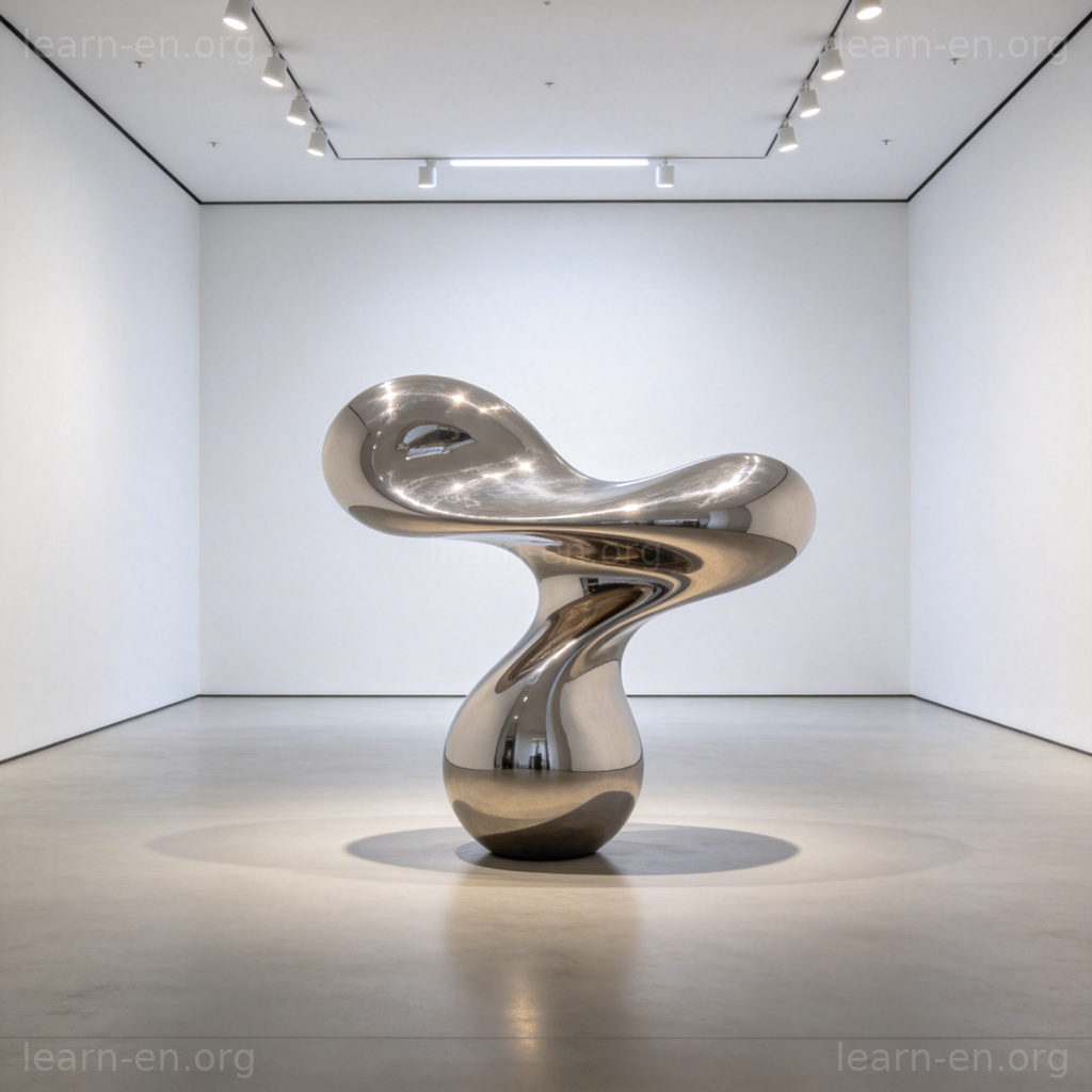 unusual 图解：现代美术馆中独特造型的金属雕塑，展示独特含义