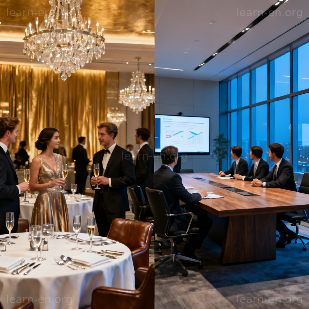 upper 上层含义图解：高级晚宴与董事会会议场景