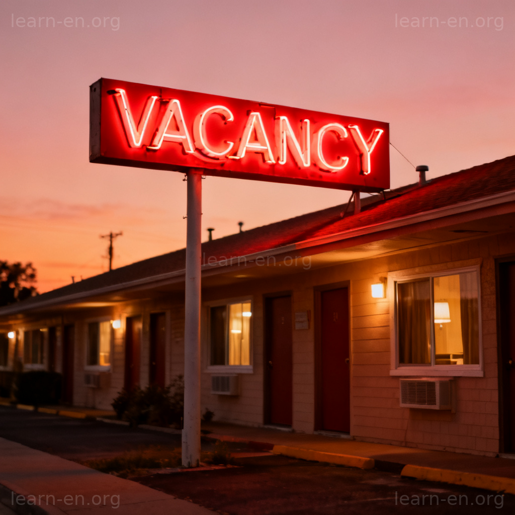 vacancy 酒店空房图解：霓虹灯显示有空房的汽车旅馆