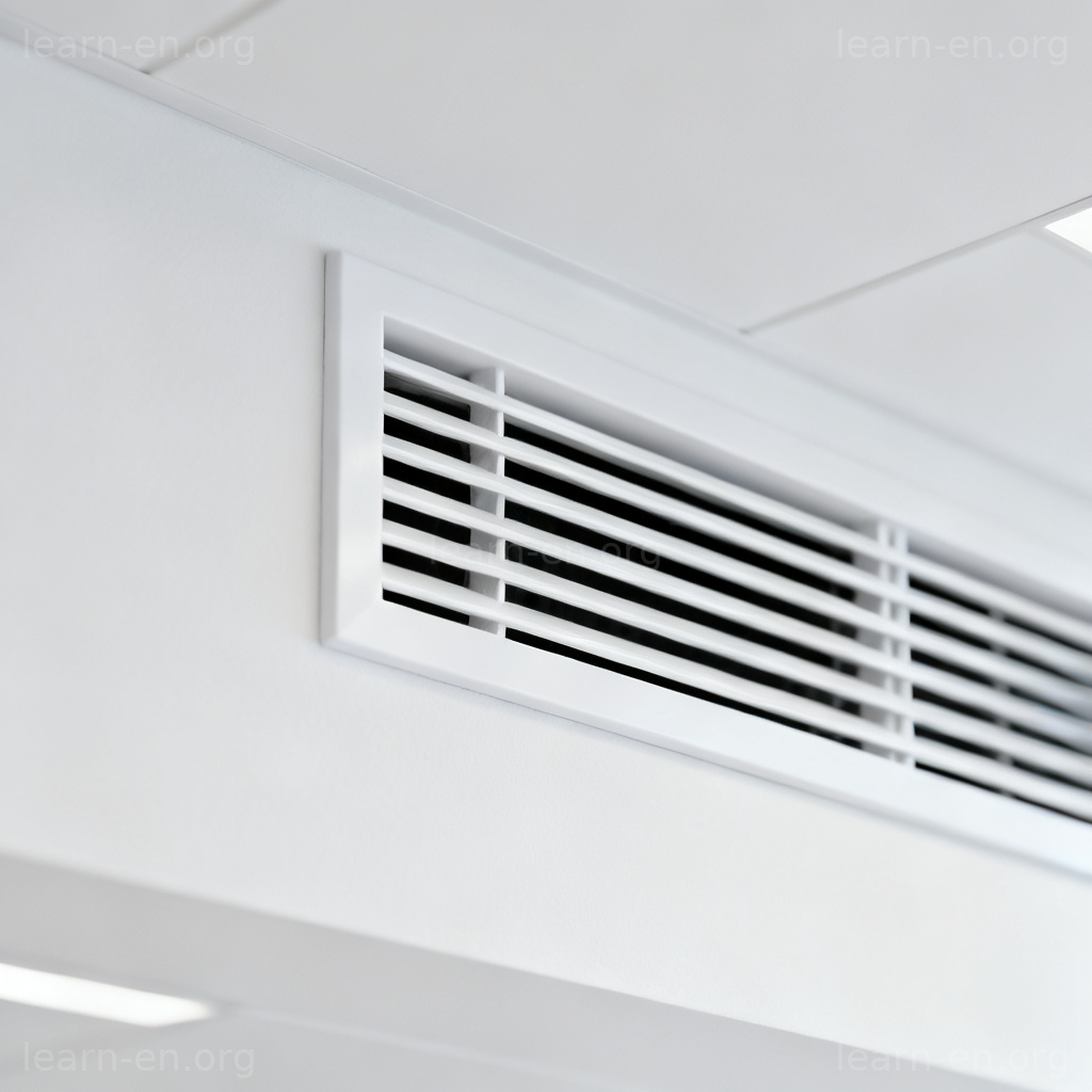 ventilation 通风系统图解：墙壁通风口格栅特写