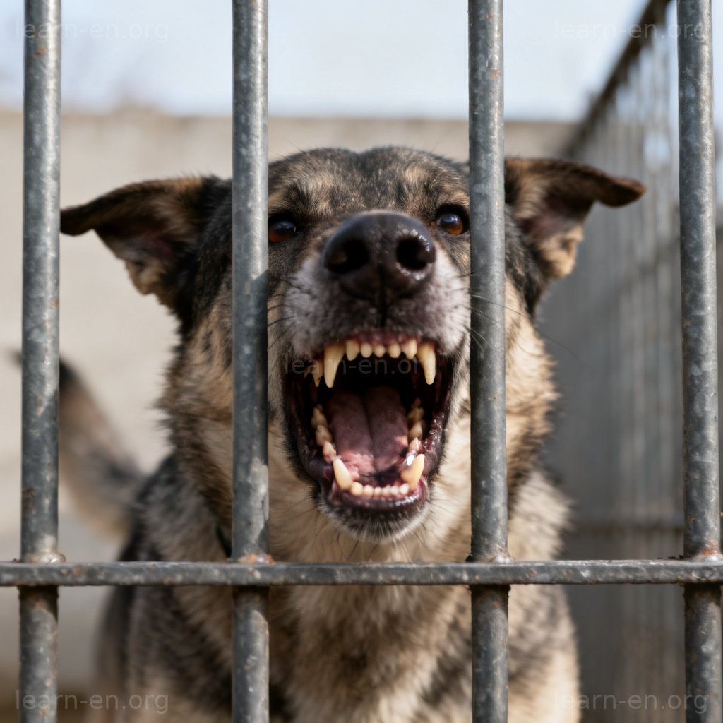 vicious 凶恶含义图解：龇牙低吼的恶犬