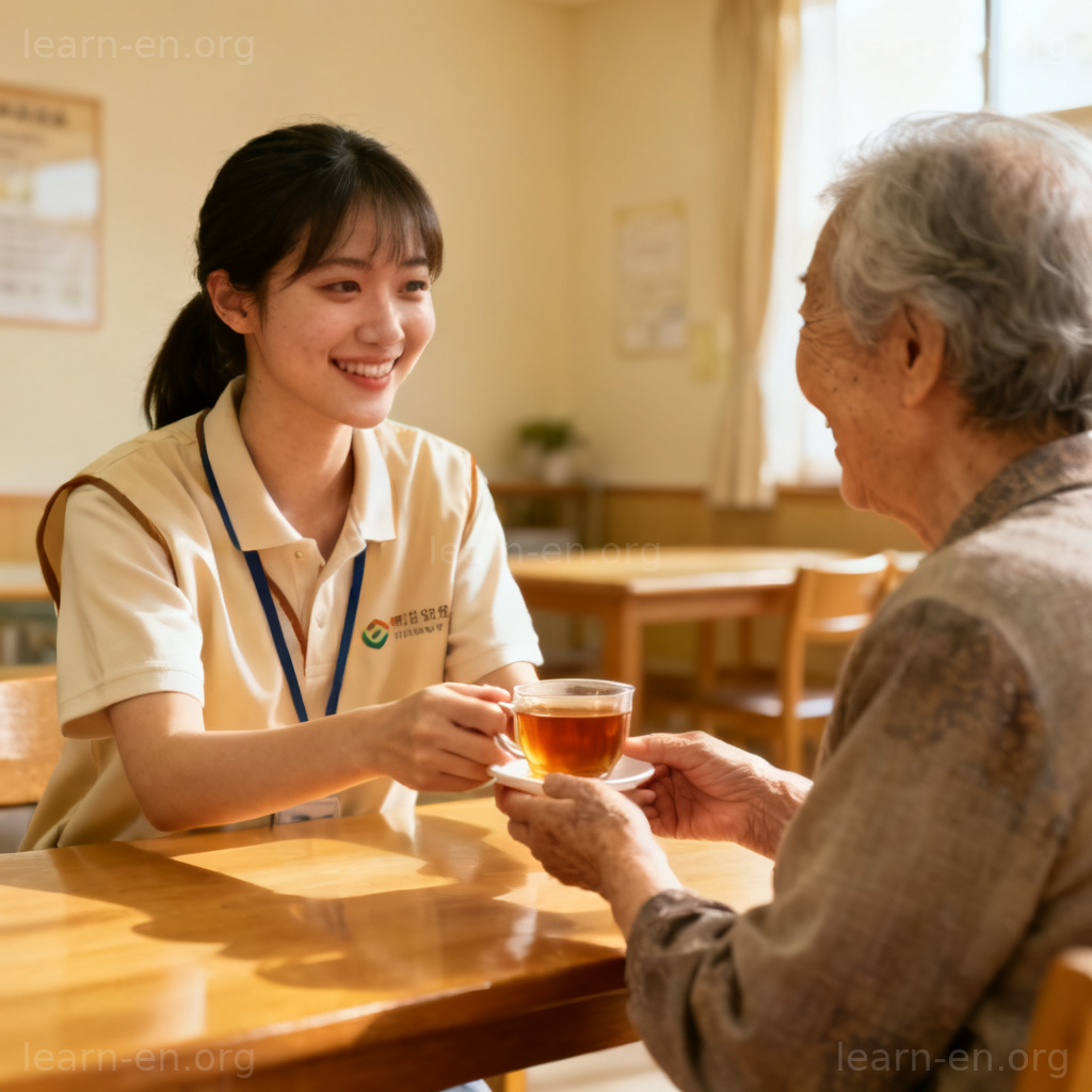 virtue 美德图解：志愿者在社区中心帮助老人