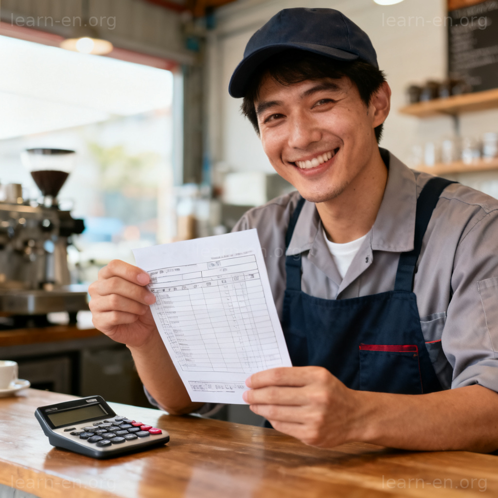 wage 工资图解：员工手持工资单的满意场景
