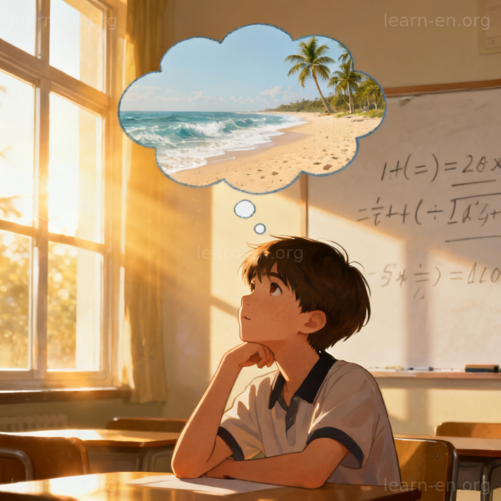 wander 走神图解：课堂上望向窗外走神的学生