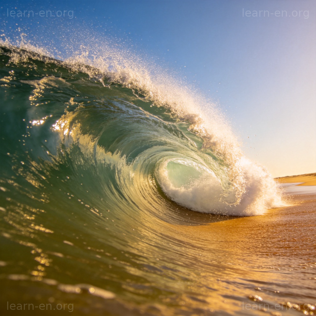 wave 波浪含义图解：海边涌来的白色浪花