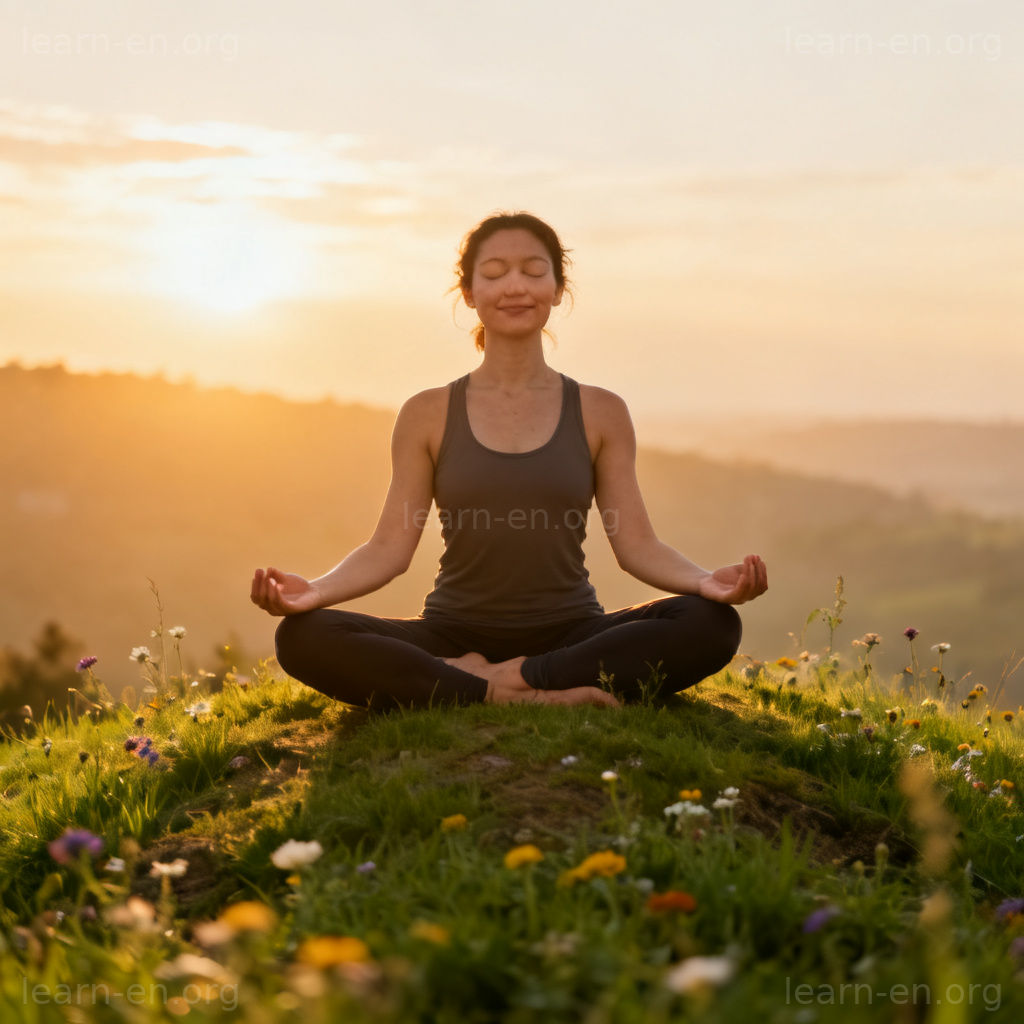 well-being 图解：山顶瑜伽象征身心平衡与安宁