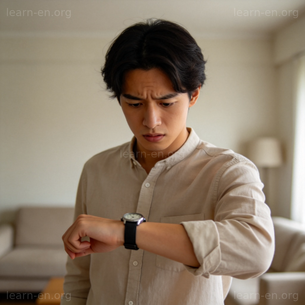 when 疑问词用法图解：人物看手表询问时间