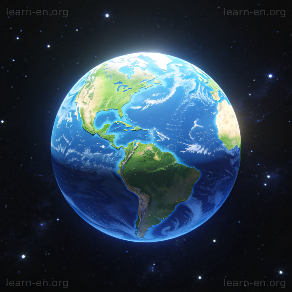 world 含义图解：地球在宇宙中的蓝色星球形象